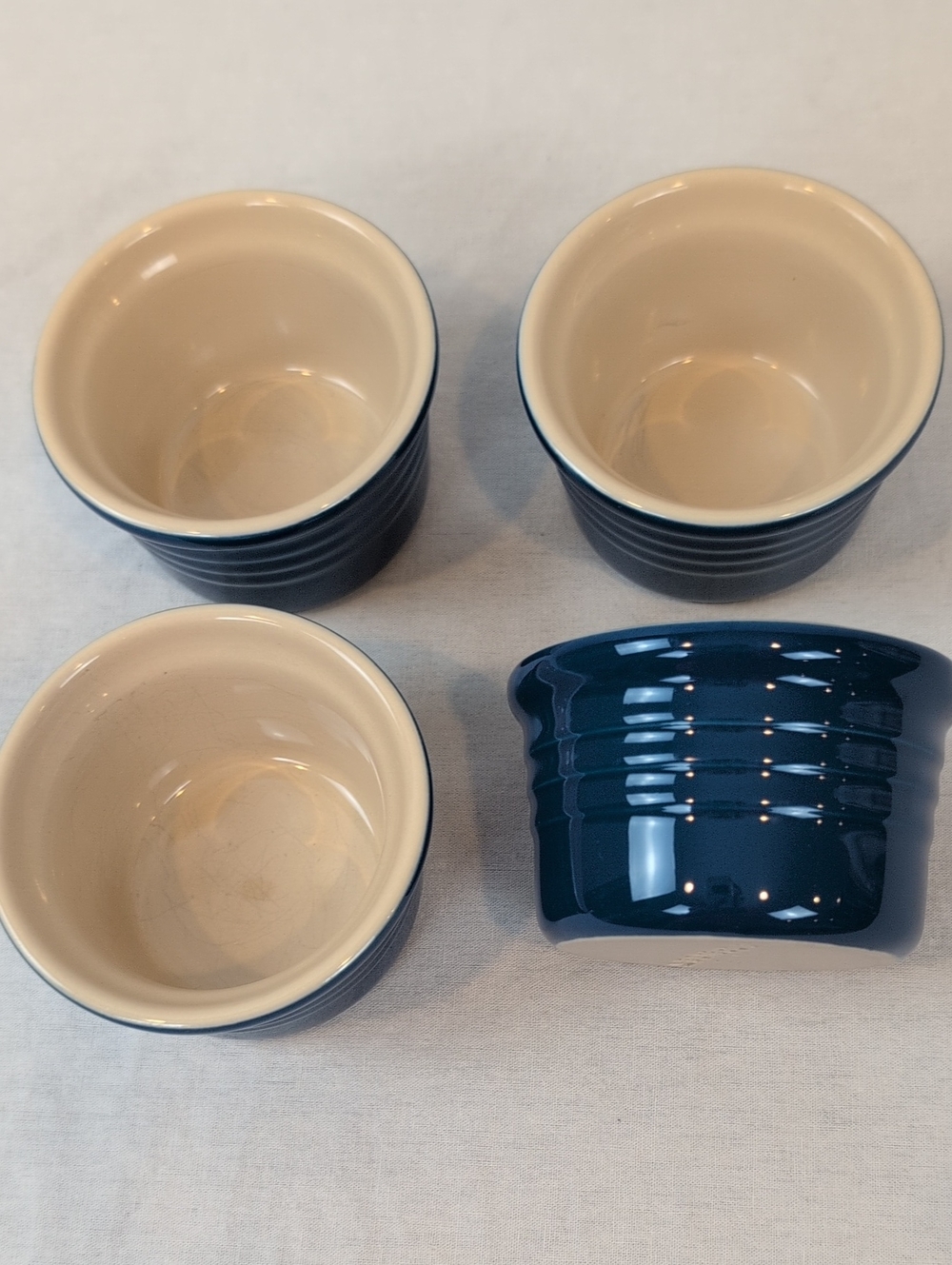 LE CREUSET Classic Cornflower Blue Ceramic Ramekins - Set of 4